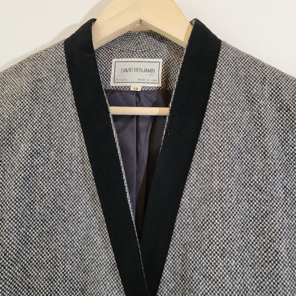 VTG DAVID BENJAMIN Gray Tweed English Western Style Blazer Sz 13/8 Wool Blend - Picture 3 of 12